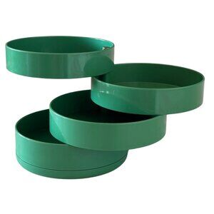 Vintage Green Plastic 1970s Swivel Desk Organizer